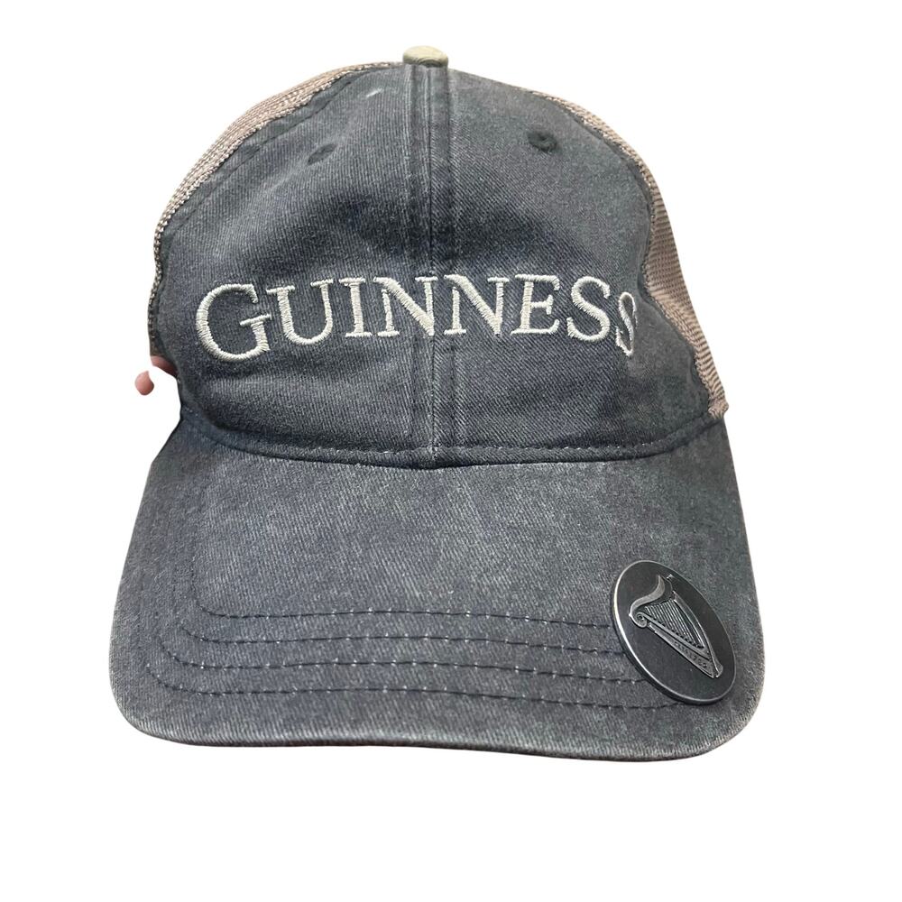 Guinness Trucker Hat Bottle Opener Brim Gray Adjustable Beer Logo